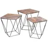 Altobuy ERLING - Lot de 3 Tables Basses Acier et Effet Marbre Gris