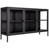 Altobuy HENDRA - Buffet 3 Portes Verre et Acier Noir