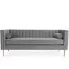 INTENSE DECO Canapé 3 places James Velours Gris pieds doré
