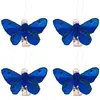 Sachet 4 Mini-Papillons STRASS sur pincette 3,5cm Bleu Royal