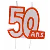 Bougie anniversaire blanc/ROUGE 50 ans