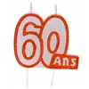 Bougie anniversaire blanc/ROUGE 60 ans