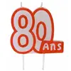 Bougie anniversaire blanc/ROUGE 80 ans