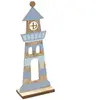 Petit Phare en bois décoré bleu 14cm