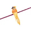 Oiseau Perruche en plumes 13cm sur pince, Orange