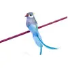 Oiseau Perruche en plumes 13cm sur pince, Turquoise