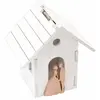 Petite Boite Maison des mariés 7,7cm en bois blanc/Rose Gold
