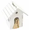 Petite Boite Maison des mariés 7,7cm en bois blanc/Or