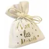 Lot 4 Bourses en toile Vive les Mariés métallisées 10cm, Or