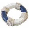 Déco Bouée de sauvetage en bois blanc/bleue 11cm