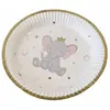 6 ASSIETTES CARTON ÉLÉPHANT COURONNÉ 18 CM OR