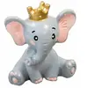 figurine résine éléphant couronne dorée 3cm - hobi res906cf