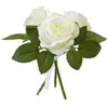 BOUQUET ROSES ARTIFICIELLES 3 TIGES 26CM BLANC