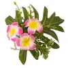 Centre de table Monstera et Monoï artificiels 17cm, Rose