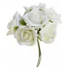 Bouquet de cortège de 6 Roses en mousse 21,5x12cm, Blanc naturel