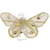 Sachet 4 Mini-Papillons STRASS sur pincette 3,5cm ivoire