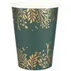 Lot de 10 Gobelets Noël Feuilles d'hiver 25cl, Vert sapin