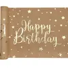 Chemin de table coton HAPPY BIRTHDAY, Kraft/Or 3 mètres