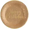 Sachet de 10 Assiettes Happy Birthday métal, Kraft/Or