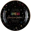RueDeLaFete Assiette Anniversaire Festicolor - Noir