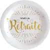 Santex mariage Assiette vive la retraite blanche et or (x10) REF/5660