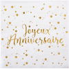 Santex 5663-1, Sachet de 20 Petites Serviettes Joyeux Anniversaire métallisé