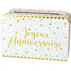 Tirelire Joyeux anniversaire métallisée blanche et or