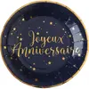Assiettes en carton x 10 - Joyeux Anniversaire Bleu
