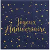 SANTEX Serviette cocktail anniversaire bleu marine et dorée or (x20) REF/5663