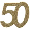 Sachet de 6 Grands confettis anniversaire, OR pailleté 50 ans