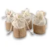RueDeLaFete Sachet de 4 ballotins AUMONIERES jute avec lacet, naturel RDF-5291