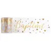 Ruban de tulle Baptême 10m, Blanc/Or CH7675 3