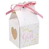 6 BALLOTINS BABY SHOWER GIRL 4X4X4CM RUBAN ROSE