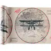 Santex mariage Chemin de table - BON VOYAGE - Motif carte du monde - 29 cm x 3 mètres - Ivoire