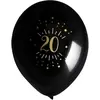 Sachet de 8 ballons âge étincelant NOIR/or, 20 ans