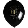 Santex Sachet de 8 ballons Age étincelant NOIR/or, 60 ans