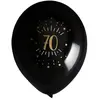 Sachet de 8 ballons âge étincelant NOIR/or, 70 ans
