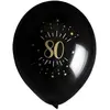 Sachet de 8 ballons âge étincelant NOIR/or, 80 ans