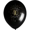 Sachet de 8 ballons âge étincelant NOIR/or, 40 ans