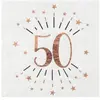 Sachet de 10 Serviettes âge étincelant métal 50 ans Rose Gold