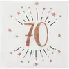 Sachet de 10 Serviettes âge étincelant métal 70 ans Rose Gold