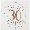 SANTEX 7350-30, Sachet de 20 Serviettes Âge étincelant métal 30 Ans Rose Gold