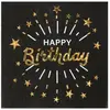 SANTEX 7508-3, Sachet 10 Serviettes Happy Birthday Etincelant métal Noir/Or