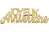 SANTEX 1 Paquet de 10 lettres en bois joyeux anniversaire or métal pour décoration - REF/7405