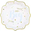 SANTEX Assiette Baby Shower Boy en blanc, bleu ciel et or métallisé 21cm (x10) REF/7252 matière carton