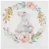 20 SERVIETTES DE TABLE JETABLE PAPIER LAPINS PÂQUES FLEURI 33CM  Blanc