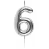 Bougie ARGENT, chiffre 6 argent