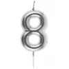 Bougie ARGENT, chiffre 8 argent