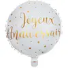 SANTEX Ballon Aluminium Joyeux Anniversaire Blanc et Or Multicolor
