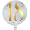 LE GEANT DE LA FETE Ballon Aluminium 18 ans Joyeux Anniversaire Blanc et Or